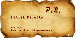 Pittik Miletta névjegykártya